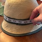 World Market woven raffia straw cloche hat with an olive green polka Photo 2