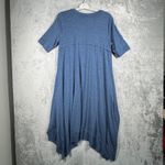 LOGO By Lori Goldstein Logo Lounge by Lori Goldstein Dress Blue V-Neck Handkerchief Hem Jersey Casual Photo 2