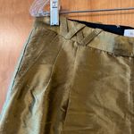 Anthropologie  Harlyn Dress Pants Cropped Silk Trouser Mustard Gold Metallic 10 Photo 2