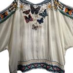 Johnny Was Vanny heavily Embroidered Satin Butterfly Blouse NWT Photo 3