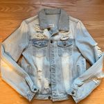 Ripped Light Blue Denim Jacket Size M Photo 0