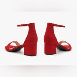NEW Low Heels Open Toe Chunky Block Heeled Sandals Ankle Strap Comfortable 10 Red Photo 5