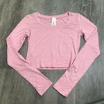None Cropped Long Sleeve TShirt Pink Size Small Photo 0