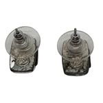 Liz Claiborne Vintage Black Square Stud Earrings Silver Tone Minimalist Jewelry Photo 2