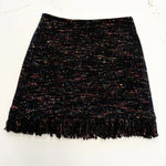 Ganni Rainbow Tweed Wool Fringe Mini Skirt | 34 | US 2 Photo 8