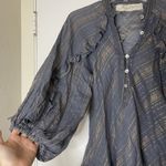 Jen's Pirate Booty  blue striped button down shimmer Troubadour Top XS Photo 4