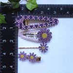 Set of Purple Crystal Flower Hair Clips Photo 5