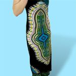 Anthropologie Elegant Black and Green Multicolored Geometric Patterned Maxi Summer Sun Dress Photo 4