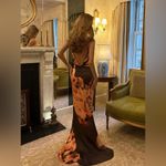 House Of CB  Mariamma Dark Brown Floral Printed Satin Maxi Dress M Photo 7