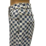 Tiger Mist Wide Leg High Waist Blue White Checkered 4 Pocket Denim Jeans Small Photo 3