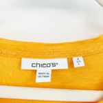 Chico's Womens Beachy Minimalist Summer 100% Linen Fringe Top Size L Gold Yellow Photo 2