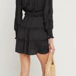 𝅺OPT ONE PRETTY TIME Tianna Mini Dress XL Black Pleated Ruffle Tiered Silky Photo 2