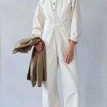 Caron Callahan NWT Fincher Small Ivory Cream Jumpsuit Utility Cotton Flightsuit Tan Photo 0