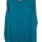 Ralph Lauren Polo  Turquoise Teal V-Neck Long Sleeve Shirt Size Large EUC #0377 Photo 0