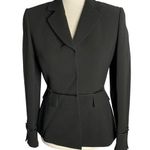 Tahari Vintage Y2K  Blazer Jacket 2P Black Lined Lace Trim Snap Front Notch Photo 0