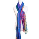 Pashmina  Wrap Shawl Scarf Tassel Fringe Rainbow Peacock Photo 1