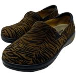 Alegria KEL 402 Women Shoe Tiger Suede Brown Black Loafers Slip On Clogs Size 40 Photo 3