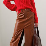 Louna Red Cable Knit Shoulder Cut Out Crewneck Pullover Sweater Size Large Photo 0