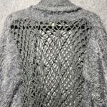 Esciô Grey Fuzzy Crochet Back Cardigan Sweater Women's Size M Open Front Gray Size M Photo 5