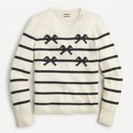J.Crew NWT Cashmere Crewneck Sweater with Bow Stripes in Muslin Charcoal S Photo 0