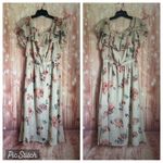 Lucky Brand  Blush Floral Print Off-The-Shoulder Flounce Midi Dress Photo 1