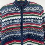Tiara International Tiara Int (M) VINTAGE Y2K Womens Blue Nordic Fair Isle Knit Full Zip Sweater Photo 2