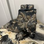 Tapestry Brocade Gold Sequin Leather Soled Boots Size 8.5 Photo 2