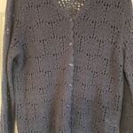Northern Reflections  Women's L Navy Cotton Open Crochet Lace Cardigan Sweater Photo 1