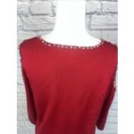 Chico's Red Cold Shoulder Rhinestone Holiday Contemporary Sweater Size 1/Medium Photo 6