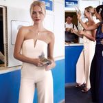 Dessy Collection Strapless Notch Crepe Jumpsuit Ivory White 3066 Wide Leg 10 Photo 2