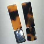 Tortoise Shell Color Lucite Retro Boho Dangle Earrings Black Photo 1