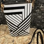 OTG 24/7 Crossbody Purse Wristlet Call Phone Bag Black White Stripe Geo New Photo 4