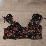 Torrid  Black Floral Mesh Drawstring Cap Sleeve Longline Bralette size 0 Photo 1