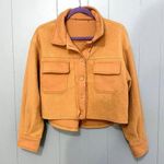 Boho Orange Knit Plush Fleece Button Front Cropped Southwestern Shacket S Photo 0