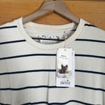 Denim & Flower NWT  Woman's Cream and Blue Striped Crew Neck Long Sleeve Shirt XL Photo 1