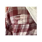 American Eagle  Crop Worn Flannel Red Gray White Photo 5