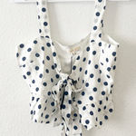 Le lis NWT ‎ Polka Dot Crop Ruffle Bow Blouse Top Medium Blue Photo 0