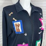 Bechamel Dog Lover Embroidered Patches Full Zip Cardigan Jacket Blue Large Photo 4