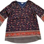 Love Riche Love Richie Dress Tunic Navy Orange Mixed Floral Print Wide Sleeve Plus Size 1X Photo 6
