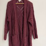 Terra & Sky  Deep Burgundy Open Knit Cardigan size 1X Photo 1