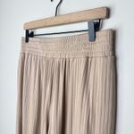 Jackson Rowe Ribbed Wide‎ Leg Pants Women's Medium High Waist Smocked Waistband Tan Photo 2