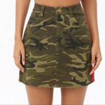Forever 21 NWT Camo Denim Mini Skirt with Red Stripe L Photo 1