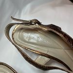 Andrew Geller Elden Metallic Bronze Wedges size 8.5 Snakeskin Print Sandals Photo 5