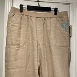 Coldwater Creek NWT  Size 16P Flax 100% Linen Pull On Straight Leg Pants Beachy Photo 3