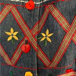 Vintage Napa Valley 90s Denim Embroidered Cottagecore Hearts Flowers Vest M Blue Size M Photo 3