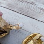 Vintage Clip On Earrings Extra Large Chunky Gold Tone Tube Design Statement Photo 6