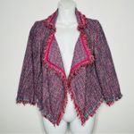 ROBBI & NIKKI Tweed Blazer Jacket Womens Small Pink Maximalist Office Fun Funky Photo 0