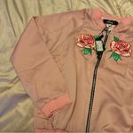 Motel NEW Rose Embroidered Satin Bomber Jacket size medium Photo 6