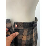 Vintage 80s beige green ruffled wool rustic plaid checkered skirt suit w/scarf S Tan Size M Photo 12