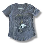 Affliction Y2K Grunge Skull Short Sleeve Shirt Womens Size L Brown Gray Photo 0